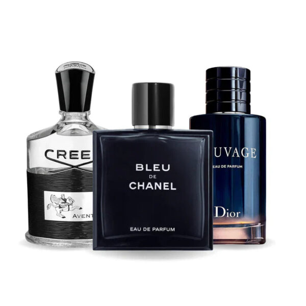 Pakje van 3 parfums: Creed AVENTUS, BLEU DE CHANEL e Dior SAUVAGE 100ml