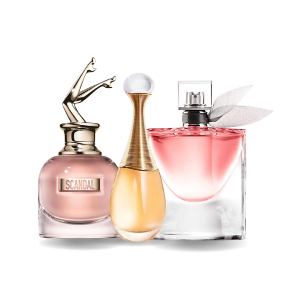 Pakje van 3 parfums: Jean Paul Gaultier SCANDAL, Dior J'ADORE, Lancôme LA VIE EST BELLE (Eau de Parfum)