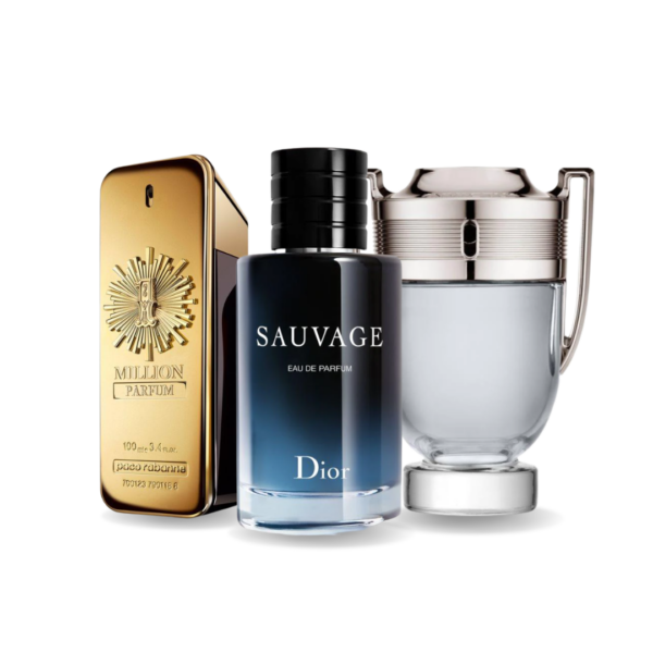 Pakje van 3 parfums: Paco Rabanne ONE MILLION, Dior SAUVAGE, Paco Rabanne INVICTUS (Eau de Parfum)